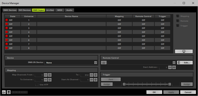 DMX Input Tab DMX Input Tab