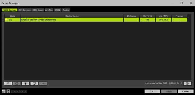MADRIX NEO Configured for Input MADRIX NEO Configured for Input