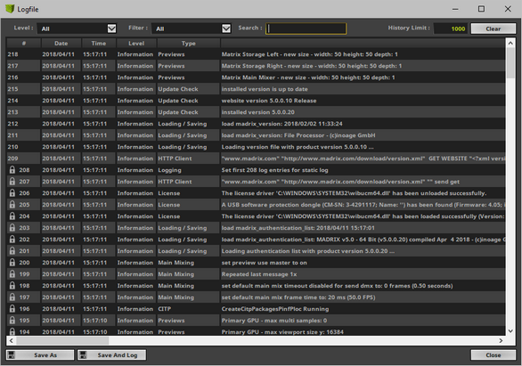Logfile Dialog Logfile Dialog