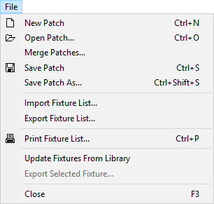 Patch File Menu