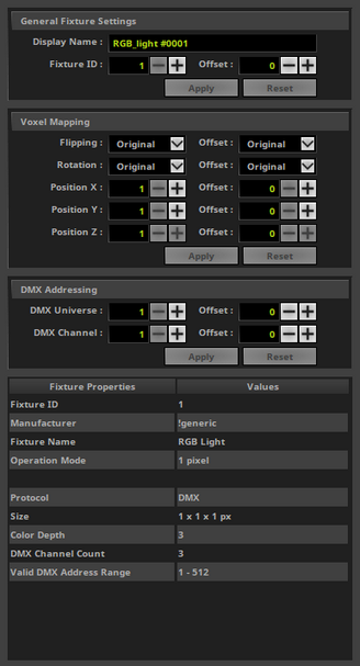 Fixture Settings Fixture Settings