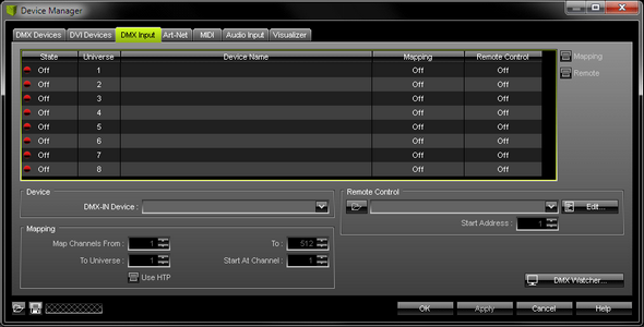 Tab DMX Input