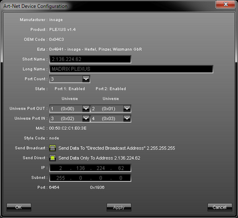 Art-Net Device Configuration