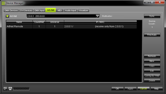Device Manager - Art-Net