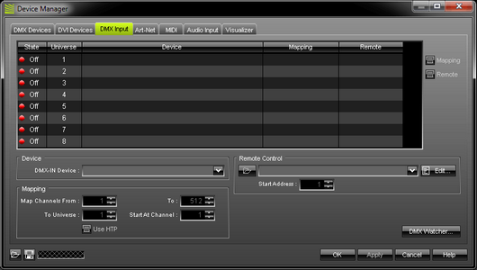 Tab DMX Input