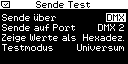 Sende Test Einstellungen