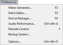 Preferences Menu