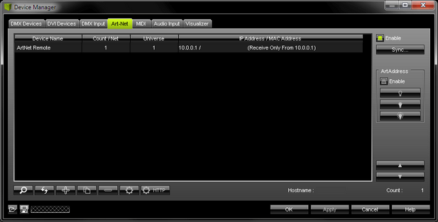 Device Manager - Art-Net