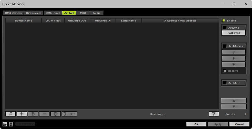 Device Manager - Art-Net