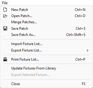 Patch File Menu