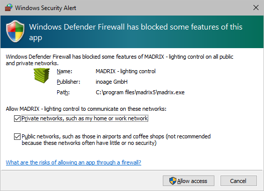 Windows Firewall Message